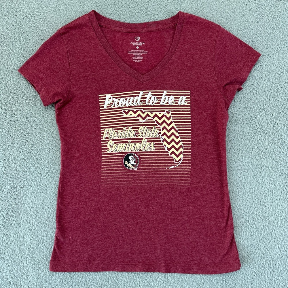 Florida State Seminoles Shirt Womens Medium Proud To Be V Neck Colosseum Tee FSU